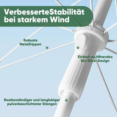 Sekey ∅ 180 cm Strandschirm mit Schutzhülle und Bodenhülse, Sonnenschutz UV50+ Sekey