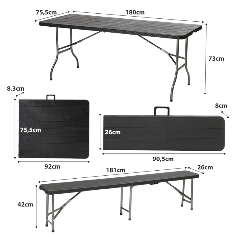 Sekey 3-teilig 180 cm Biertischgarnitur Set, 2 Bierbänke und Biertisch