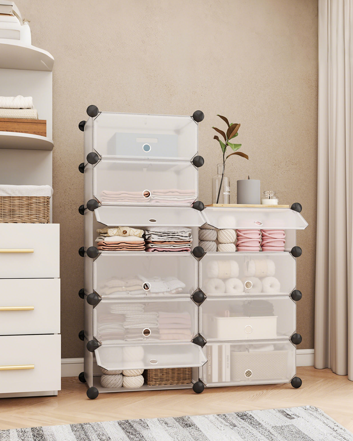 Sekey Schuhschrank mit 10 Fächern – Modularer Schuhorganizer für bis zu 20 Paar Schuhe, stabil & platzsparend, inkl. Hammer & Kippschutz