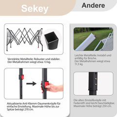 Sekey 300 x 300 cm Faltpavillon mit 4 Sandsäcken und Tragetasche