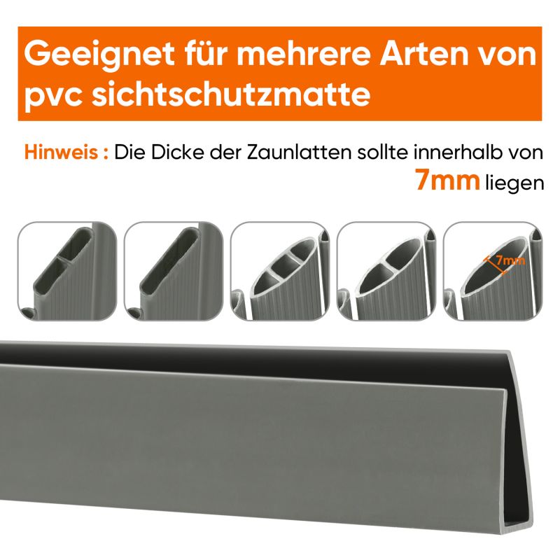 Sekey 5x1m PVC Abschlussleiste für PVC Sichtschutzmatte