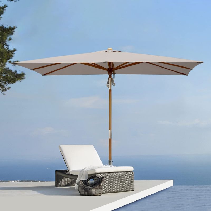 Sekey 300 x 200 cm wooden parasol rectangular, sun protection UV50+