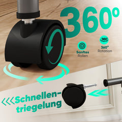 Sekey Rollwagen mit 4 Ebenen – Küchenwagen & Nischenregal auf Rollen, Stahl mit rostfester Lackierung & MDF-Oberplatte, 360°-Räder mit Griff, werkzeugloser Aufbau, platzsparender Aufbewahrungswagen für Küche, Bad & kleine Räume – Dunkelgrau Sekey