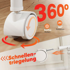 Sekey Rollwagen mit 4 Ebenen – Küchenwagen & Nischenregal mit MDF-Platte, Stahlrahmen, 360°-Rollen & Griff – Schmaler Servierwagen für Küche, Bad & Büro – Weiß Sekey