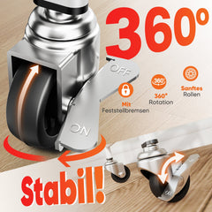 Sekey Rollwagen mit 3 Ebenen – Küchenwagen aus Stahl mit rostfester Lackierung, 2 Hängekörben & 4 Haken, 360°-Rollen mit Bremse, ergonomischem Griff, bis 30 kg belastbar, vielseitiger Servierwagen für Küche, Bad, Büro & mehr – Weiß Sekey