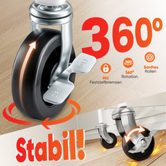 Sekey Rollwagen mit 3 Ebenen – Küchenwagen aus Stahl mit rostfester Lackierung, 360°-Gummirädern & Bremse, werkzeugloser Aufbau, vielseitiger Servierwagen für Küche, Bad, Büro & mehr – Weiß Sekey