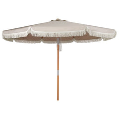 Sekey 300 cm wooden parasol with fringes, sun protection UV50+