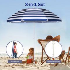 Sekey Sonnenschirm Ø160 cm rund – mit Tragetasche & Bodenhülse, für Balkon & Strand Sekey