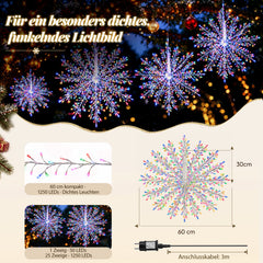 Salcar LED Feuerwerk Lichterkette 532/1250 LEDs – Ø 30/60 cm, Bunt, mit Timer, IP44 für Weihnachten, Hochzeit & Party