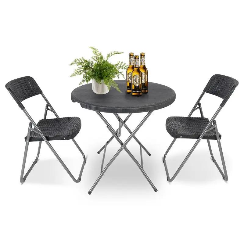 Sekey 3-teiliges Gartenmöbel-Set 2 Klappstühle & Tisch,UV-beständig,Schwarz – sekeymall