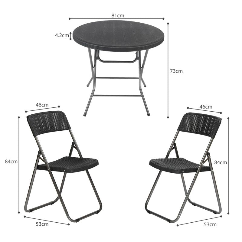 Sekey 3-teilig Balkonset, 2 Klappstuhl und Klapptisch