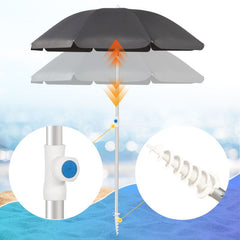 Sekey ∅ 180 cm aluminum beach umbrella with protective cover and ground sleeve, sun protection UV50+