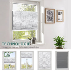 Sekey Wabenplissee ohne Bohren, Verdunkelung, Rollo mit Blumen- & Blätterdruck, stilvolles Plissee für Fenster SEKEYMALL