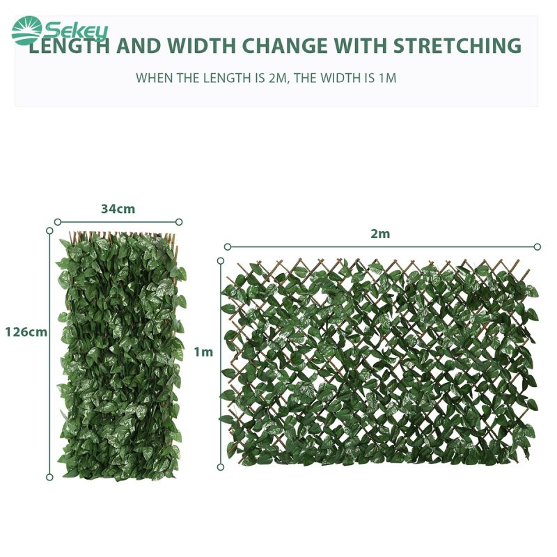 Sekey extendable willow fence with plastic leaves