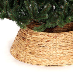 Salcar Weihnachtsbaumdecke aus Wasserhyazinthe – Handgefertigter Weihnachtsbaum Kragen in Natur, Ø 60 / 68 cm, Stilvoller Rattan Look