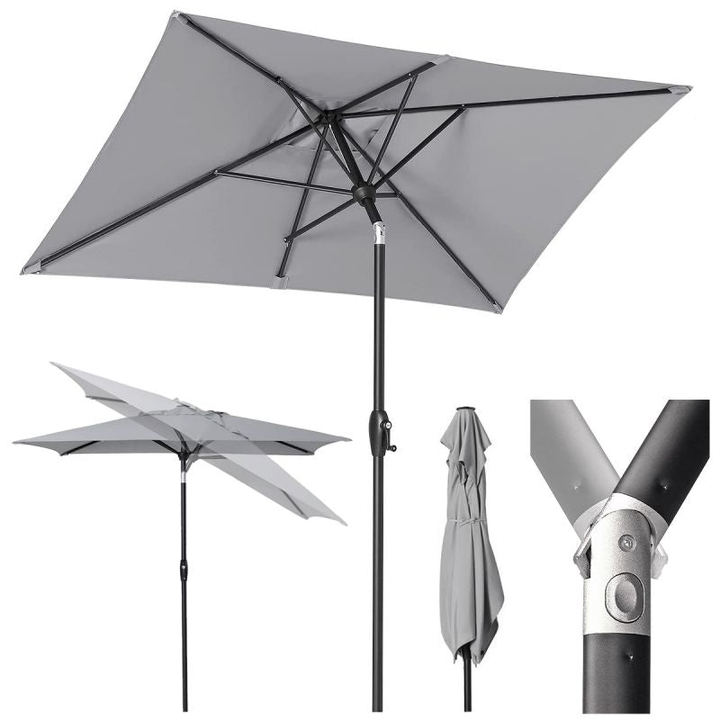 Sekey 210 x 140 cm aluminum parasol with crank, sun protection UV50+