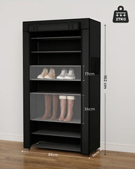 Sekey 9-Tier Shoe Cabinet – Multifunctional Shoe Rack with Dust Protection, Available in 2 Sizes (58 or 85 cm Width), Adjustable Shelves, Easy Assembly, Black