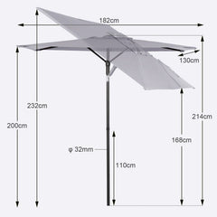 Sekey 180 x 130 cm balcony umbrella rectangular, sun protection UV50+