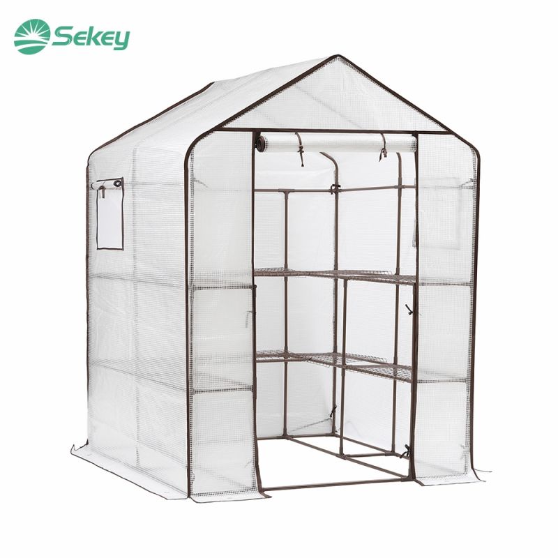 Sekey walk-in greenhouse with 10 shelves, 143 cm x 143 cm x 195 cm