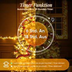 Salcar LED Cluster Lichterkette Kupferdraht | 200/400/600/800 LEDs | 5m/10m/15m/20m | Warmweiß, 8 Modi, Timer & Memory, IP44 Wasserdicht für Innen & Außen