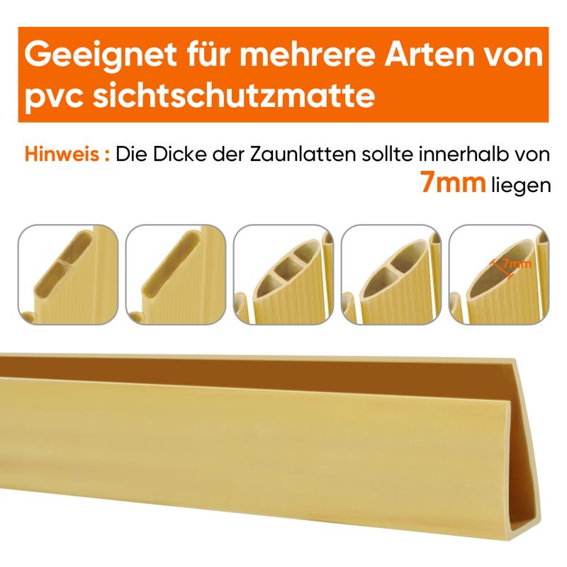 Sekey 5x1m PVC Abschlussleiste für PVC Sichtschutzmatte