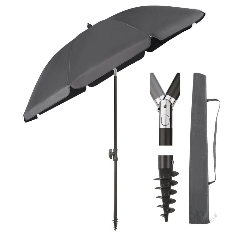 Sekey ∅ 180 cm beach umbrella with protective cover and ground sleeve, sun protection UV50+