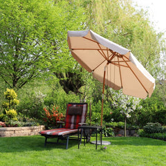 Sekey 300 cm wooden parasol with valance, sun protection UV50+