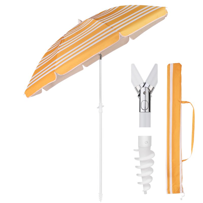 Sekey ∅ 180 cm beach umbrella with protective cover and ground sleeve, sun protection UV50+