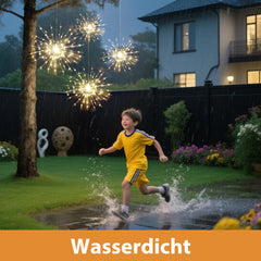Salcar Solar LED Feuerwerk-Lichterkette warmweiß – 800 LEDs, 4 Feuerwerke, 8 Modi, Fernbedienung, USB & Solar, IP44, Garten- & Weihnachtsbeleuchtung
