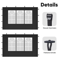 Sekey 3×3m Seitenwand für Pavillon, 2er Set, mit 2 Fenster