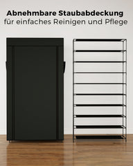 Sekey 9-Tier Shoe Cabinet – Multifunctional Shoe Rack with Dust Protection, Available in 2 Sizes (58 or 85 cm Width), Adjustable Shelves, Easy Assembly, Black