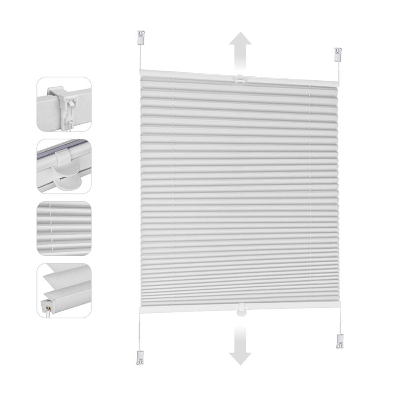 Sekey pleated blinds without drilling, white