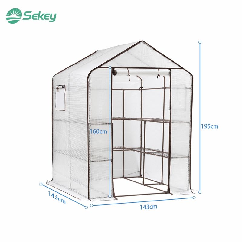 Sekey walk-in greenhouse with 10 shelves, 143 cm x 143 cm x 195 cm