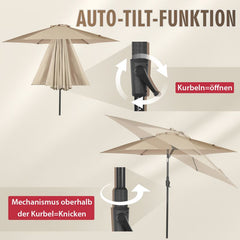 Sekey 270 cm parasol with crank, foldable while sitting, sun protection UV50+