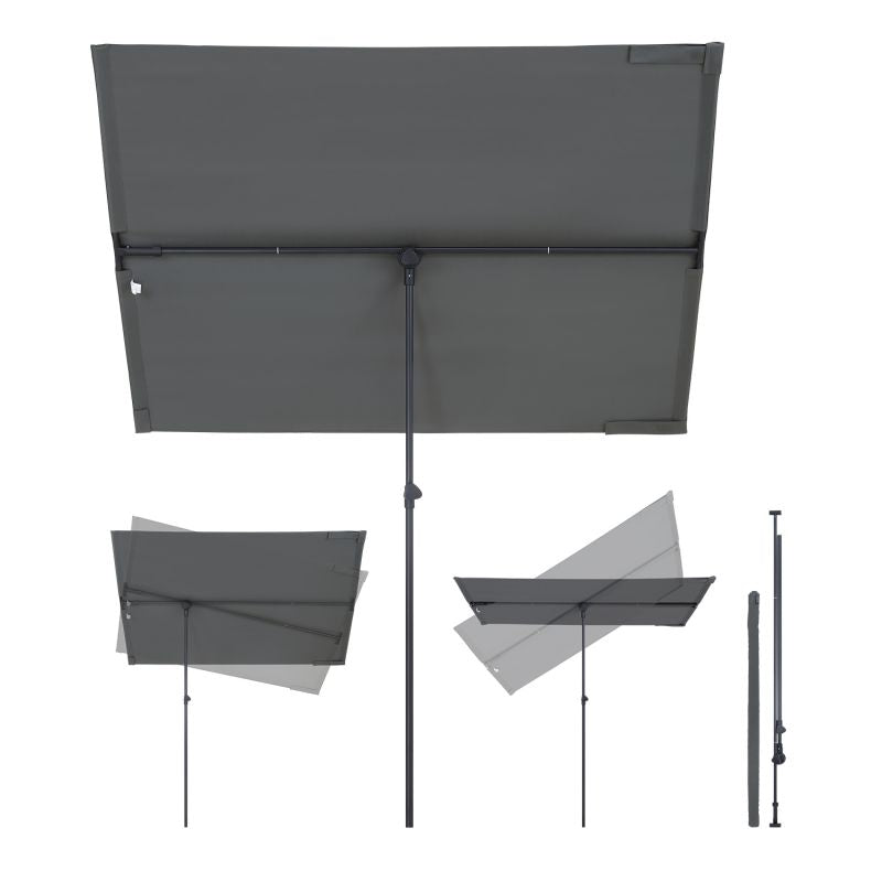 Sekey 180 x 130 cm balcony umbrella rectangular, individually adjustable, sun protection UV50+