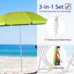 Sekey ∅ 160 cm Strandschirm mit Schutzhülle und Bodenhülse, Sonnenschutz UV50+ Sekey