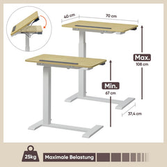 Kpwo Elektrischer Höhenverstellbarer Beistelltisch, mit Rädern, C-Form