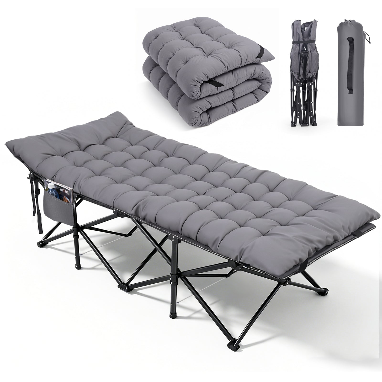 Sekey XXL Klappbett 202 × 80 × 45 cm – Extra breites Feldbett mit 7 cm – sekeymall