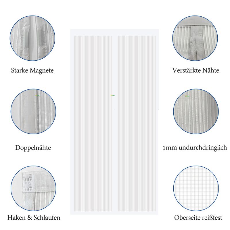 Sekey scratch-resistant magnet fly screen door made of polyester, white