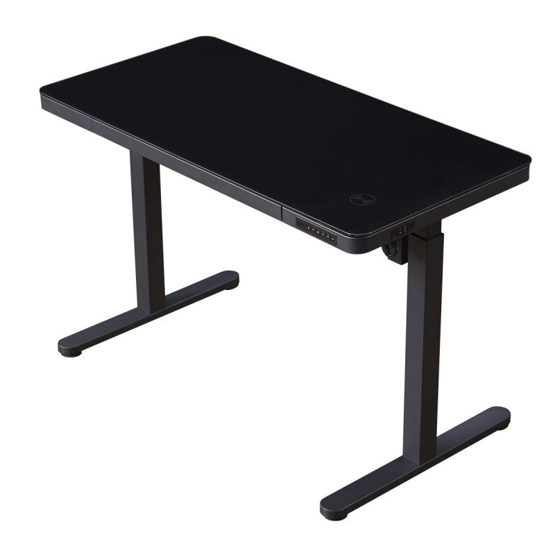 KOWO 120 cm Glass Electric Height Adjustable Desk with Drawers and Wireless Charging, Mobilo