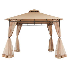 Sekey Garten Pavillon 3x3 m, Gartenzelt mit Moskitonetz, Atmungsaktives Doppeldach 160g/㎡ Polyester