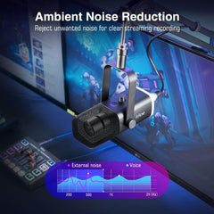 FIFINE USB/XLR Dynamic Microphone with Mute Button and Headphone Jack, AM8