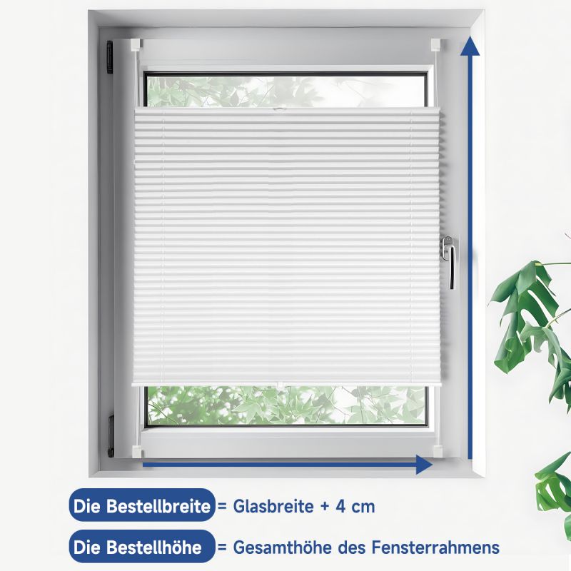 Sekey pleated blinds without drilling, 100% blackout, white