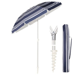 Sekey ∅ 180 cm aluminum beach umbrella with protective cover and ground sleeve, sun protection UV50+