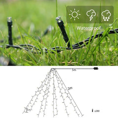 Salcar 2 m LED Lichterkette für Weihnachtsbaum, mit 8 Strängen, 280 LEDs, 31V GS-zertifizierte Stromversorgung