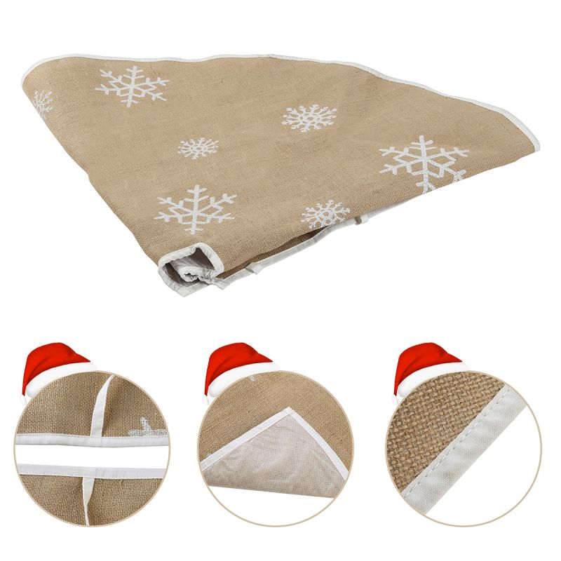 SALCAR Christmas tree blanket, round carpet made of linen, decorated with white snowflakes, tree carpet Christmas tree skirt 80cm / 120cm / 150cm