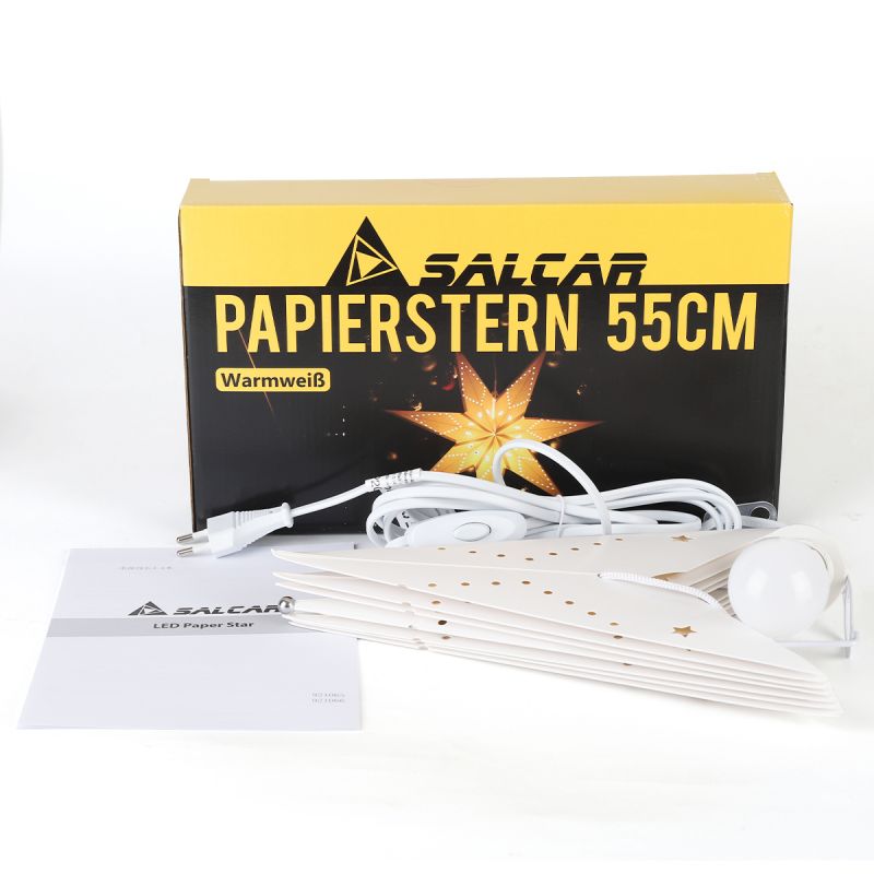 Salcar 55 cm / 75 cm LED Papierstern zum Aufhängen