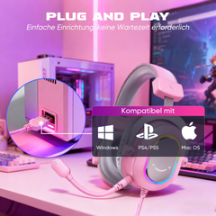 Fifine USB Gaming Headset mit Mikrofon, 3 EQ-Modi und 50mm Treiber, H6