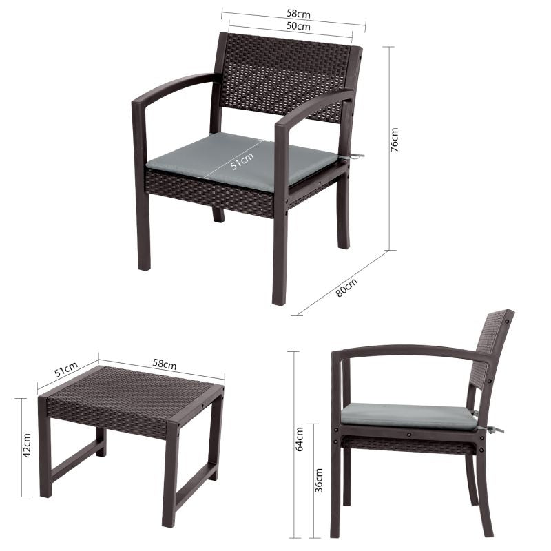 Sekey 3-piece garden furniture set, 2 garden chairs and garden table