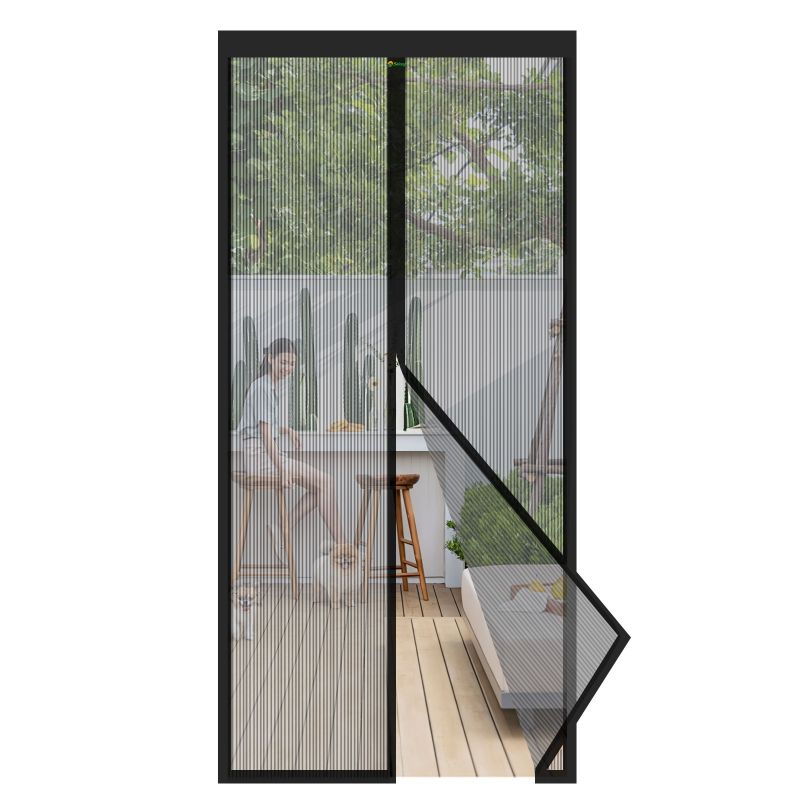 Sekey scratch-resistant magnet fly screen door made of polyester, black